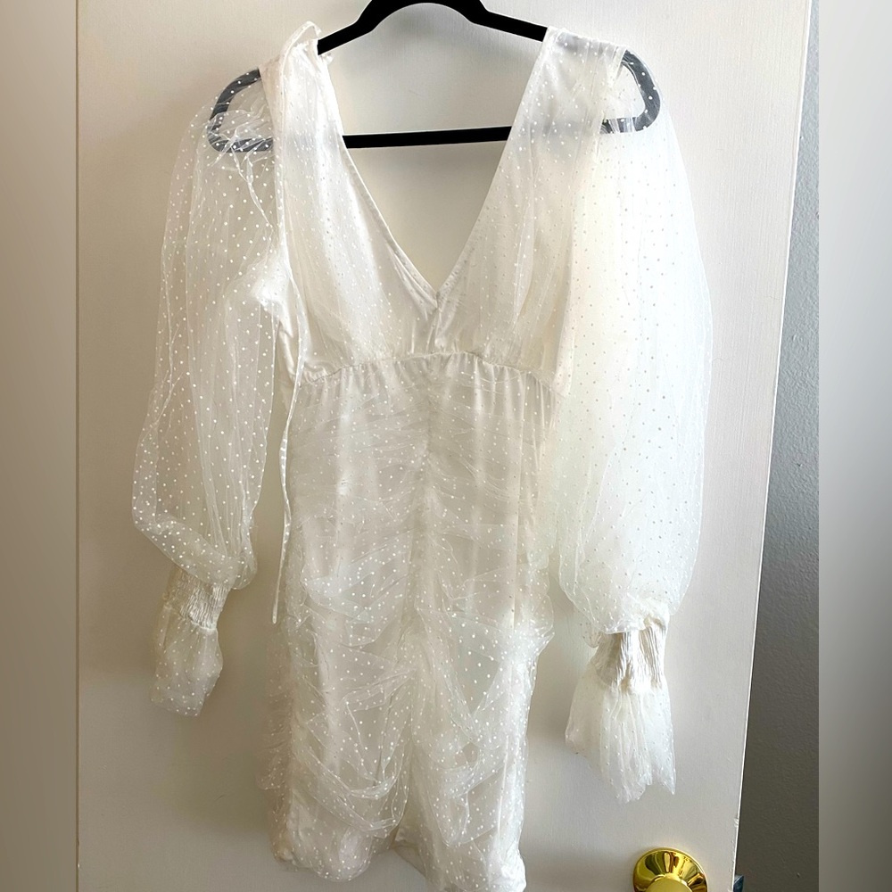 White polka dot puffy cute bachelorette party dress